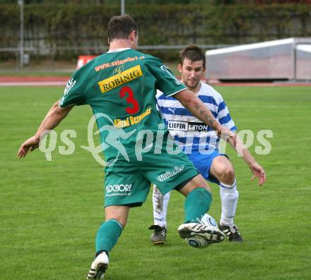 Fussball. Kaerntner Liga. VSV gegen SV Lendorf. Stresch Stefan (VSV), Nagy Mario (Lendorf). Villach, 10.10.2009. 
Foto: Kuess

---
pressefotos, pressefotografie, kuess, qs, qspictures, sport, bild, bilder, bilddatenbank