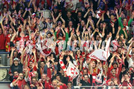 EBEL. Eishockey Bundesliga. EC Pasut VSV gegen KAC.  Jubel KAC Fans. Villach, am 11.10.2009.
Foto: Nadja Kuess 


---
pressefotos, pressefotografie, kuess, qs, qspictures, sport, bild, bilder, bilddatenbank