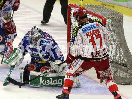 EBEL. Eishockey Bundesliga. EC Pasut VSV gegen KAC.  Gert Prohaska, (VSV), Gregor Hager  (KAC). Villach, am 11.10.2009.
Foto: Nadja Kuess 


---
pressefotos, pressefotografie, kuess, qs, qspictures, sport, bild, bilder, bilddatenbank