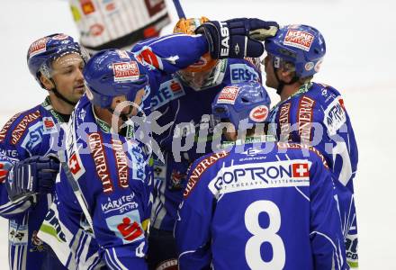 EBEL. Eishockey Bundesliga. EC Pasut VSV gegen KAC.  Torjubel VSV. Villach, am 11.10.2009.
Foto: Nadja Kuess 


---
pressefotos, pressefotografie, kuess, qs, qspictures, sport, bild, bilder, bilddatenbank