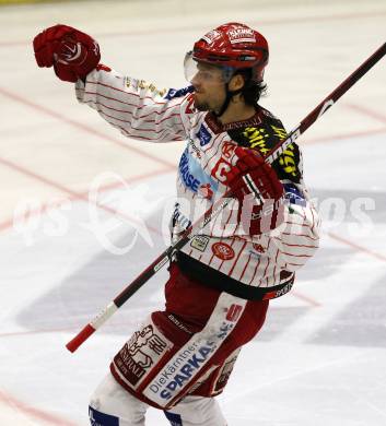 EBEL. Eishockey Bundesliga. EC Pasut VSV gegen KAC.  Torjubel Christoph Brandner (KAC). Villach, am 11.10.2009.
Foto: Kuess 


---
pressefotos, pressefotografie, kuess, qs, qspictures, sport, bild, bilder, bilddatenbank