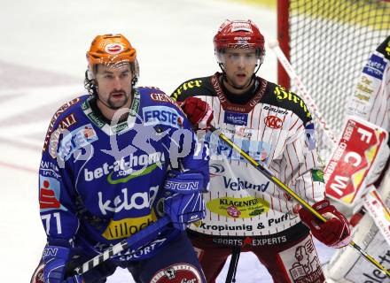 EBEL. Eishockey Bundesliga. EC Pasut VSV gegen KAC.  Kiel McLeod, (VSV), Johannes Reichel (KAC). Villach, am 11.10.2009.
Foto: Nadja Kuess 


---
pressefotos, pressefotografie, kuess, qs, qspictures, sport, bild, bilder, bilddatenbank