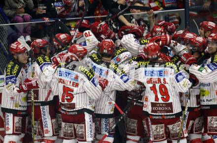 EBEL. Eishockey Bundesliga. EC Pasut VSV gegen KAC.  Jubel KAC. Villach, am 11.10.2009.
Foto: Kuess 


---
pressefotos, pressefotografie, kuess, qs, qspictures, sport, bild, bilder, bilddatenbank