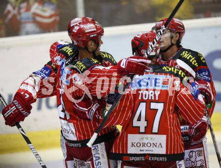 EBEL. Eishockey Bundesliga. KAC gegen HK Acroni Jesenice. Torjubel KAC. Klagenfurt, am 13.10.2009.
Foto: Kuess 

---
pressefotos, pressefotografie, kuess, qs, qspictures, sport, bild, bilder, bilddatenbank