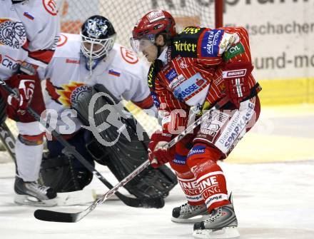 EBEL. Eishockey Bundesliga. KAC gegen HK Acroni Jesenice.  Dieter Kalt, (KAC), Dov Grumet-Morris (Jesenice). Klagenfurt, am 13.10.2009.
Foto: Kuess 

---
pressefotos, pressefotografie, kuess, qs, qspictures, sport, bild, bilder, bilddatenbank