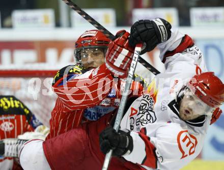 EBEL. Eishockey Bundesliga. KAC gegen HK Acroni Jesenice.  Herbert Ratz, (KAC), Andrej Hebar (Jesenice). Klagenfurt, am 13.10.2009.
Foto: Kuess 

---
pressefotos, pressefotografie, kuess, qs, qspictures, sport, bild, bilder, bilddatenbank