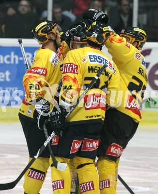 EBEL. Eishockey Bundesliga. KAC gegen EV Vienna Capitals. Torjubel Caps. Klagenfurt, am 16.10.2009.
Foto: Kuess 

---
pressefotos, pressefotografie, kuess, qs, qspictures, sport, bild, bilder, bilddatenbank