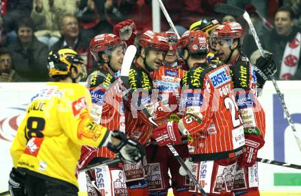 EBEL. Eishockey Bundesliga. KAC gegen EV Vienna Capitals. Torjubel KAC. Klagenfurt, am 16.10.2009.
Foto: Kuess 

---
pressefotos, pressefotografie, kuess, qs, qspictures, sport, bild, bilder, bilddatenbank