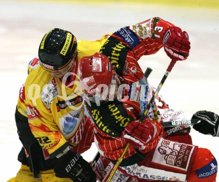 EBEL. Eishockey Bundesliga. KAC gegen EV Vienna Capitals.  Johannes Kirisits, (KAC), Marcel Rodman (Vienna Capitals). Klagenfurt, am 16.10.2009.
Foto: Kuess 

---
pressefotos, pressefotografie, kuess, qs, qspictures, sport, bild, bilder, bilddatenbank