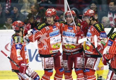 EBEL. Eishockey Bundesliga. KAC gegen EV Vienna Capitals. Torjubel KAC. Klagenfurt, am 16.10.2009.
Foto: Kuess 

---
pressefotos, pressefotografie, kuess, qs, qspictures, sport, bild, bilder, bilddatenbank