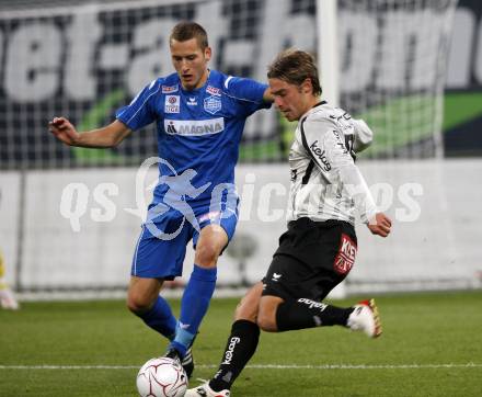 Fussball. Tipp3-Bundesliga. SK Austria Kaernten gegen Magna Wiener Neustadt. Marc Sand, (Austria Kaernten), Christian Ramsebner (Wiener Neustadt). Klagenfurt, 17.10.2009. 
Foto: Kuess

---
pressefotos, pressefotografie, kuess, qs, qspictures, sport, bild, bilder, bilddatenbank