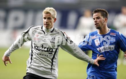 Fussball. Tipp3-Bundesliga. SK Austria Kaernten gegen Magna Wiener Neustadt. Thomas Hinum, (Austria Kaernten), Tomas Simkovic (Wiener Neustadt). Klagenfurt, 17.10.2009. 
Foto: Kuess

---
pressefotos, pressefotografie, kuess, qs, qspictures, sport, bild, bilder, bilddatenbank