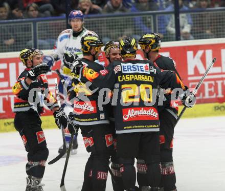 EBEL. Eishockey Bundesliga. EC Pasut VSV gegen Vienna Capitals.  Torjubel Caps. Villach, am 18.10.2009.
Foto: Kuess 


---
pressefotos, pressefotografie, kuess, qs, qspictures, sport, bild, bilder, bilddatenbank