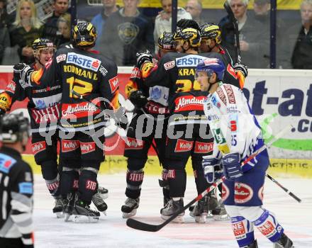 EBEL. Eishockey Bundesliga. EC Pasut VSV gegen Vienna Capitals.  Torjubel Caps. Villach, am 18.10.2009.
Foto: Kuess 


---
pressefotos, pressefotografie, kuess, qs, qspictures, sport, bild, bilder, bilddatenbank