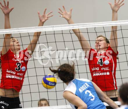 Volleyball. OEVV Cup. ATSC Wildcats gegen Melk. Lina Sabine GORBACH, Samira MAUCH (Wildcats). Klagenfurt, am 18.10.2009.
Foto: Kuess

---
pressefotos, pressefotografie, kuess, qs, qspictures, sport, bild, bilder, bilddatenbank