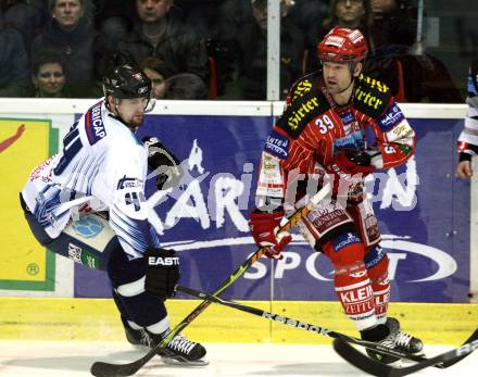 EBEL. Eishockey Bundesliga. KAC gegen Alba Volan SAPA Fehervar AV19.  Jeff Shantz, (KAC), Juha Alen (Alba Volan). Klagenfurt, am 23.10.2009.
Foto: Kuess 

---
pressefotos, pressefotografie, kuess, qs, qspictures, sport, bild, bilder, bilddatenbank