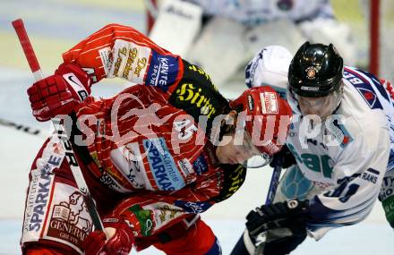 EBEL. Eishockey Bundesliga. KAC gegen Alba Volan SAPA Fehervar AV19.  David Schuller, (KAC), Daniel Fekete (Alba Volan). Klagenfurt, am 23.10.2009.
Foto: Kuess 

---
pressefotos, pressefotografie, kuess, qs, qspictures, sport, bild, bilder, bilddatenbank