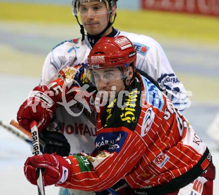 EBEL. Eishockey Bundesliga. KAC gegen Alba Volan SAPA Fehervar AV19.  David Schuller, (KAC), Daniel Fekete (Alba Volan). Klagenfurt, am 23.10.2009.
Foto: Kuess 

---
pressefotos, pressefotografie, kuess, qs, qspictures, sport, bild, bilder, bilddatenbank