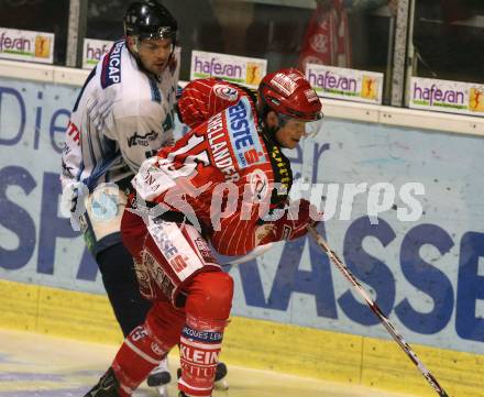 EBEL. Eishockey Bundesliga. KAC gegen Alba Volan SAPA Fehervar AV19.  Paul Schellander, (KAC), Andras Horvath (Alba Volan). Klagenfurt, am 23.10.2009.
Foto: Kuess 

---
pressefotos, pressefotografie, kuess, qs, qspictures, sport, bild, bilder, bilddatenbank