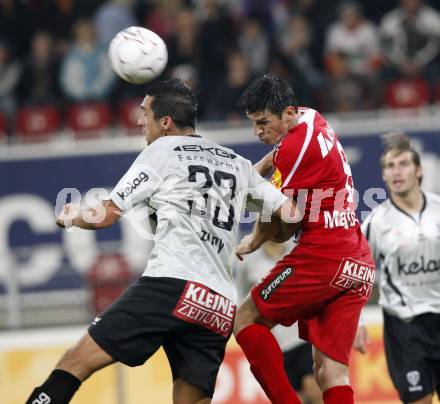 Fussball. Tipp3-Bundesliga. SK Austria Kelag Kaernten gegen SV Superfund Kapfenberg. Martin Zivny,  (Austria Kaernten) Mario Majstorovic (Kapfenberg). Klagenfurt, 24.10.2009.
Foto: Kuess  

---
pressefotos, pressefotografie, kuess, qs, qspictures, sport, bild, bilder, bilddatenbank