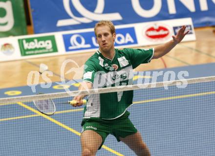 Badminton Bundesliga. ASKOE Kelag Kaernten gegen WBH Wien. Michael Trojan (Kaernten). Klagenfurt, am 26.10.2009.
Foto: Kuess
---
pressefotos, pressefotografie, kuess, qs, qspictures, sport, bild, bilder, bilddatenbank