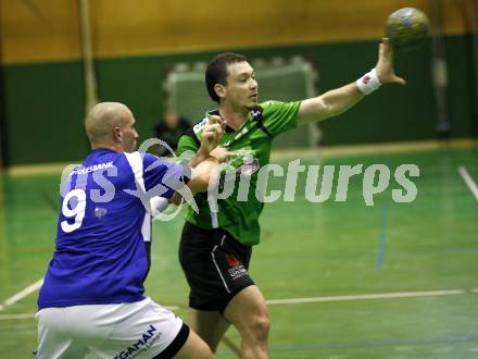 Handball Bundesliga. HCK59 gegen Stockerau. Marko Kogelnik (HCK), R. Muhm (Stockerau). Viktring, am 26.10.2009.
Foto: Kuess
---
pressefotos, pressefotografie, kuess, qs, qspictures, sport, bild, bilder, bilddatenbank