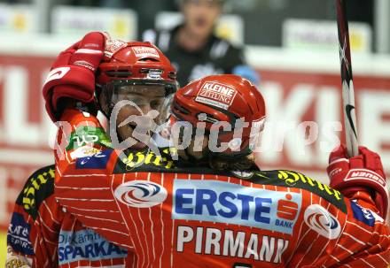 EBEL. Eishockey Bundesliga. KAC gegen HDD TILIA Olimpija Ljubljana.  Torjubel Paul Schellander, Markus Pirmann (KAC). Klagenfurt, am 27.10.2009.
Foto: Kuess 

---
pressefotos, pressefotografie, kuess, qs, qspictures, sport, bild, bilder, bilddatenbank