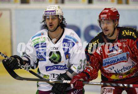 EBEL. Eishockey Bundesliga. KAC gegen HDD TILIA Olimpija Ljubljana.  Johannes Kirisits, (KAC), Frank Banham (Ljubljana). Klagenfurt, am 27.10.2009.
Foto: Kuess 

---
pressefotos, pressefotografie, kuess, qs, qspictures, sport, bild, bilder, bilddatenbank