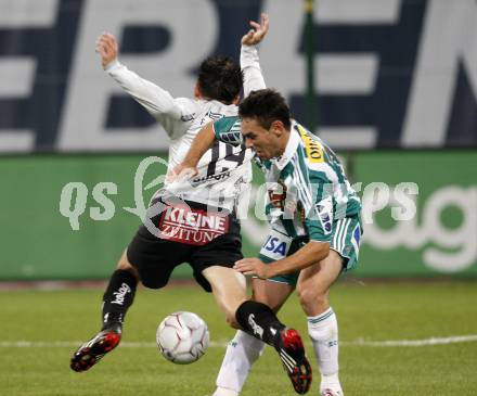 Fussball. Tipp3-Bundesliga. SK Austria Kelag Kaernten gegen Rapid Wien.  Matthias Dollinger, (Austria Kaernten), Veli Kavlak (Rapid). Klagenfurt, 28.10.2009.
Foto: Kuess  

---
pressefotos, pressefotografie, kuess, qs, qspictures, sport, bild, bilder, bilddatenbank