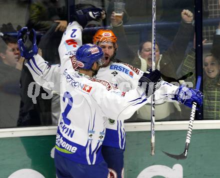 EBEL. Eishockey Bundesliga. EC Pasut VSV gegen Vienna Capitals.  Torjubel Kiel McLeod (VSV). Villach, am 30.10.2009.
Foto: Kuess 


---
pressefotos, pressefotografie, kuess, qs, qspictures, sport, bild, bilder, bilddatenbank