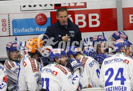 EBEL. Eishockey Bundesliga. EC Pasut VSV gegen Vienna Capitals.  Trainer Johan Stroemwall (VSV). Villach, am 30.10.2009.
Foto: Kuess 


---
pressefotos, pressefotografie, kuess, qs, qspictures, sport, bild, bilder, bilddatenbank