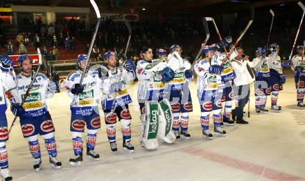 EBEL. Eishockey Bundesliga. EC Pasut VSV gegen Vienna Capitals.  Jubel VSV. Villach, am 30.10.2009.
Foto: Kuess 


---
pressefotos, pressefotografie, kuess, qs, qspictures, sport, bild, bilder, bilddatenbank