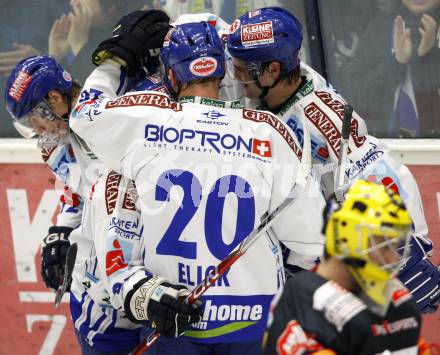 EBEL. Eishockey Bundesliga. EC Pasut VSV gegen Vienna Capitals.  Torjubel VSV. Villach, am 30.10.2009.
Foto: Kuess 


---
pressefotos, pressefotografie, kuess, qs, qspictures, sport, bild, bilder, bilddatenbank