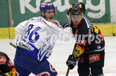 EBEL. Eishockey Bundesliga. EC Pasut VSV gegen Vienna Capitals.  Jonathan Ferland, (VSV),  Benoit Gratton (Caps). Villach, am 30.10.2009.
Foto: Kuess 


---
pressefotos, pressefotografie, kuess, qs, qspictures, sport, bild, bilder, bilddatenbank