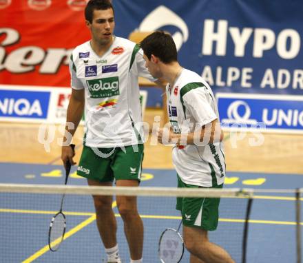 Badminton Bundesliga. ASKOE Kelag Kaernten gegen BSC70 Linz. Krassimir Jankov, Stiliyan Makarski (Kaernten). Klagenfurt, am 25.10.2009.
Foto: Kuess
---
pressefotos, pressefotografie, kuess, qs, qspictures, sport, bild, bilder, bilddatenbank
