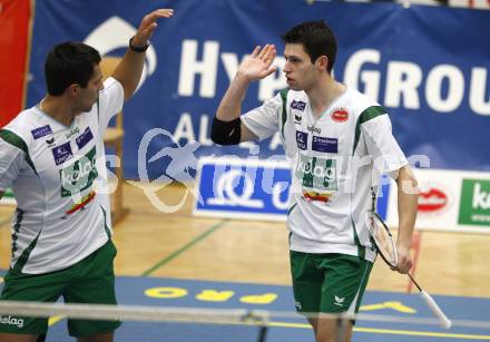 Badminton Bundesliga. ASKOE Kelag Kaernten gegen BSC70 Linz. Jubel Krassimir Jankov, Stiliyan Makarski (Kaernten). Klagenfurt, am 25.10.2009.
Foto: Kuess
---
pressefotos, pressefotografie, kuess, qs, qspictures, sport, bild, bilder, bilddatenbank