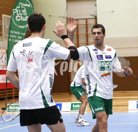 Badminton Bundesliga. ASKOE Kelag Kaernten gegen WBH Wien. Krassimir Jankov, Stiliyan Makarski (Kaernten). Klagenfurt, am 26.10.2009.
Foto: Kuess
---
pressefotos, pressefotografie, kuess, qs, qspictures, sport, bild, bilder, bilddatenbank