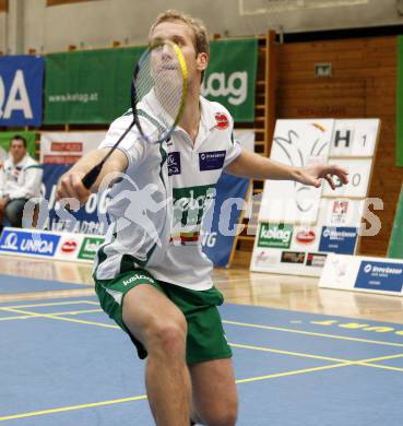 Badminton Bundesliga. ASKOE Kelag Kaernten gegen WBH Wien. Michael Trojan (Kaernten). Klagenfurt, am 26.10.2009.
Foto: Kuess
---
pressefotos, pressefotografie, kuess, qs, qspictures, sport, bild, bilder, bilddatenbank