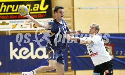 Handball Bundesliga. SC Ferlach gegen HSG Baernbach/Koeflach. Bostjan Stusaj (Ferlach), Thomas Vodica (Baernbach). Ferlach, 7.11.2009.
Foto: Kuess

---
pressefotos, pressefotografie, kuess, qs, qspictures, sport, bild, bilder, bilddatenbank