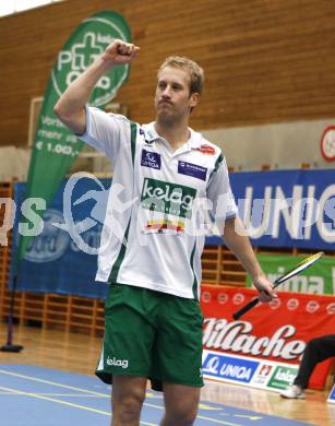 Badminton Bundesliga. ASKOE Kelag Kaernten gegen WBH Wien. Michael Trojan (Kaernten). Klagenfurt, am 26.10.2009.
Foto: Kuess
---
pressefotos, pressefotografie, kuess, qs, qspictures, sport, bild, bilder, bilddatenbank