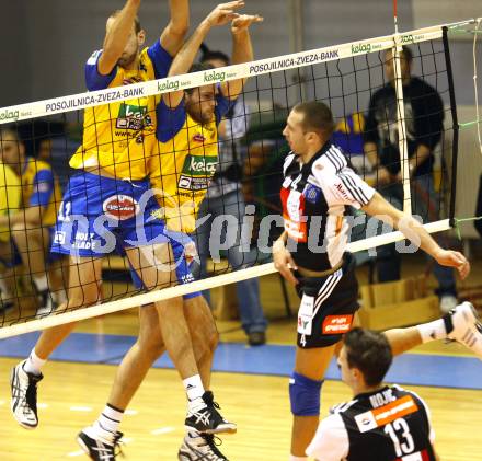 Volleyball. MEVZA. SK Aich/Dob gegen Hotvolleys Wien. Martin Bencic, David SLATINSEK (Aich). Prevalje, 7.11.2009.
Foto:Kuess

---
pressefotos, pressefotografie, kuess, qs, qspictures, sport, bild, bilder, bilddatenbank