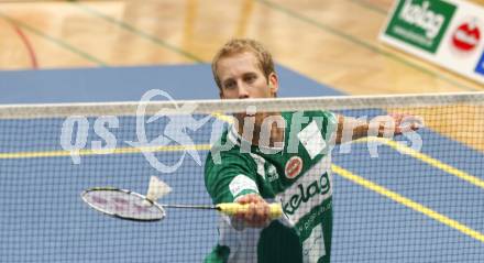 Badminton Bundesliga. ASKOE Kelag Kaernten gegen WBH Wien. Michael Trojan (Kaernten). Klagenfurt, am 26.10.2009.
Foto: Kuess
---
pressefotos, pressefotografie, kuess, qs, qspictures, sport, bild, bilder, bilddatenbank