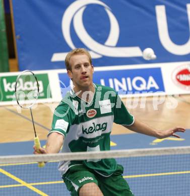 Badminton Bundesliga. ASKOE Kelag Kaernten gegen WBH Wien. Michael Trojan (Kaernten). Klagenfurt, am 26.10.2009.
Foto: Kuess
---
pressefotos, pressefotografie, kuess, qs, qspictures, sport, bild, bilder, bilddatenbank