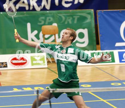 Badminton Bundesliga. ASKOE Kelag Kaernten gegen WBH Wien. Michael Trojan (Kaernten). Klagenfurt, am 26.10.2009.
Foto: Kuess
---
pressefotos, pressefotografie, kuess, qs, qspictures, sport, bild, bilder, bilddatenbank