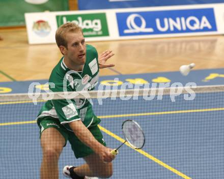 Badminton Bundesliga. ASKOE Kelag Kaernten gegen WBH Wien. Michael Trojan (Kaernten). Klagenfurt, am 26.10.2009.
Foto: Kuess
---
pressefotos, pressefotografie, kuess, qs, qspictures, sport, bild, bilder, bilddatenbank