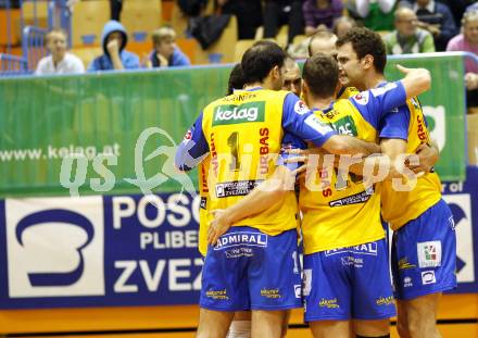 Volleyball. MEVZA. SK Aich/Dob gegen Hotvolleys Wien. Jubel (Aich). Prevalje, 7.11.2009.
Foto:Kuess

---
pressefotos, pressefotografie, kuess, qs, qspictures, sport, bild, bilder, bilddatenbank