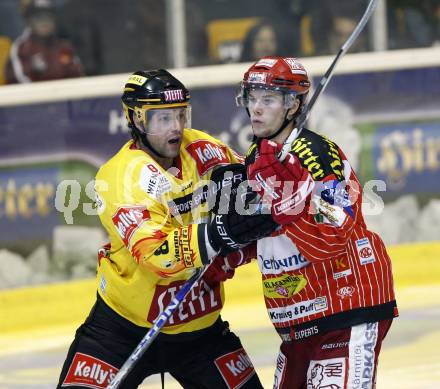 EBEL. Eishockey Bundesliga. KAC gegen Vienna Capitals. Markus Pirmann (KAC), Francois Bouchard (Caps). Klagenfurt, am 13.11.2009.
Foto: Kuess
---
pressefotos, pressefotografie, kuess, qs, qspictures, sport, bild, bilder, bilddatenbank