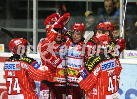 EBEL. Eishockey Bundesliga. KAC gegen Vienna Capitals. Torjubel  (KAC). Klagenfurt, am 13.11.2009.
Foto: Kuess
---
pressefotos, pressefotografie, kuess, qs, qspictures, sport, bild, bilder, bilddatenbank