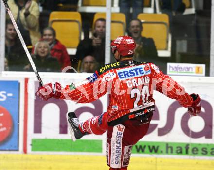 EBEL. Eishockey Bundesliga. KAC gegen Vienna Capitals. Torjubel Mike Craig (KAC). Klagenfurt, am 13.11.2009.
Foto: Kuess
---
pressefotos, pressefotografie, kuess, qs, qspictures, sport, bild, bilder, bilddatenbank