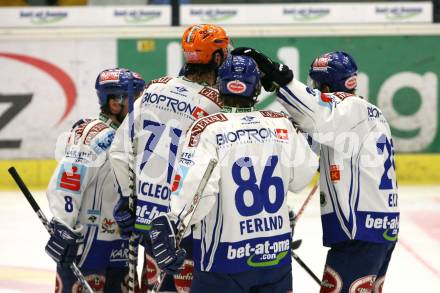 EBEL. Eishockey Bundesliga. EC Pasut VSV gegen EHC LIWEST Linz.  Torjubel VSV. Villach, am 15.11.2009.
Foto: Kuess 


---
pressefotos, pressefotografie, kuess, qs, qspictures, sport, bild, bilder, bilddatenbank